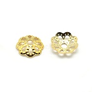 Brass Flower Bead Caps, Fancy Bead Caps, Golden, 6x1.5mm, Hole: 1mm(X-KK-O043-03G)