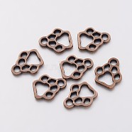 Tibetan Style Alloy Pendants, Cadmium Free & Nickel Free & Lead Free, FootPrint Charms, Red Copper, 13x11x1.5mm, Hole: 2mm, about 1910pcs/1000g(TIBEP-A36554-R-NR)