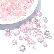 120Pcs 12 Styles Mixed Styles Acrylic Beads, Mixed Shapes, Pink, 5~16x8~22x5.5~15.5mm, Hole: 1.8~3mm, 10pcs/style(MACR-YW0003-05H)