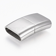 304 Stainless Steel Magnetic Clasps with Glue-in Ends, Rectangle, Stainless Steel Color, 29x18x7mm, Hole: 5x16.5mm(X-STAS-F130-23P)