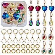DIY Geometry Drop Earring Making Kits, Including Glass & Alloy Charms, Brass Hoop Earring Findings, Iron Jump Rings, 304 Stainless Steel Pinch Bails, Mixed Color, 58pcs/box(DIY-SZ0007-90)