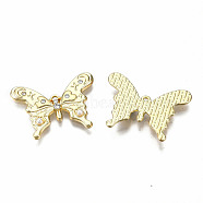 Rack Plating Alloy Pendants, with Rhinestone and ABS Plastic Imitation Pearl, Cadmium Free & Lead Free, Light Gold, Butterfly, Crystal, 20x27x3mm, Hole: 1mm(PALLOY-N175-22-01LG)