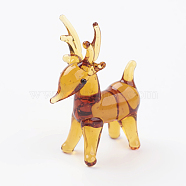 Home Decorations, Handmade Lampwork Display Decorations, Christmas Reindeer/Stag, Goldenrod, 21x11x27mm(LAMP-J084-10)