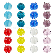 32Pcs 8 Colors Handmade Lampwork Beads, Flower, Mixed Color, 11~12x10mm, Hole: 1mm, 4pcs/color(LAMP-NB0001-95)