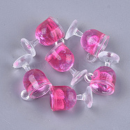 Resin Cup Pendants, with Polymer Clay, Wine Glass, Camellia, 18~18.5x15x12mm, Hole: 2.5mm(CRES-S359-11B)