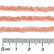 Baking Painted Imitation Jade Glass Bead Strands, Faceted Rondelle, Light Salmon, 3x2mm, Hole: 0.8mm, about 145~150pcs/strand, 34~35cm(DGLA-A034-J2MM-A31)