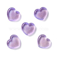 Transparent Resin Cabochons, with Glitter, Heart, Medium Purple, 18x19.5x6.5mm(CRES-P019-04F)