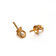 Golden Plated 201 Stainless Steel Cup Pearl Peg Bails Pin Pendants, For Half Drilled Beads Making, Golden, 6.5x3mm, Hole: 1.5mm, Pin: 0.8mm(STAS-E088-09-3mm)