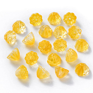 Transparent Baking Painted Glass Beads, Imitation Jade, Lotus Pod, Gold, 11x10.5x8mm, Hole: 1mm(DGLA-T002-08B)