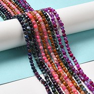 Natural Fire Crackle Agate Beads Strands, Dyed, Faceted, Round, Mixed Color, 4mm, Hole: 1mm, about 90pcs/strand, 15 inch(G-G588-4mm-M)