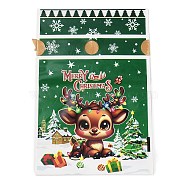 Christmas Theme Plastic Packing Pouches Drawstring Bags, Rectangle, Green, 17.5x12x0.01cm(ABAG-Q053-03C)