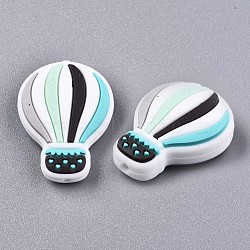 Food Grade Eco-Friendly Silicone Pendants, Hot Air Balloon, Coconut Brown, 28x22x9~10mm, Hole: 2mm(SIL-N002-08B)