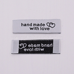 Woven Sewing Labels, Polyester Labels, Made by Label Weavers, Word Handmade with Love, White, 50x15x0.4mm(FIND-WH0053-38C)