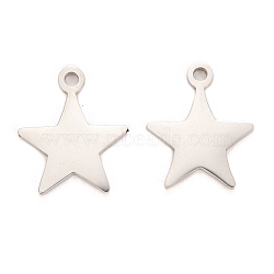 Tarnish Resistant 304 Stainless Steel Charms, Laser Cut, Star, Stainless Steel Color, 12x10.5x1mm, Hole: 1.2mm(STAS-I151-32P)