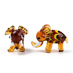 Handmade Lampwork Home Decorations, 3D Elephant Ornaments for Gift, Chocolate, 48~58x32.5~37x34~36mm(LAMP-T011-82A)