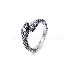 Alloy Open Cuff Ring, Knitting Loop Crochet Loop, Yarn Guide Finger Holder for Women, Antique Silver, Snake, Inner Diameter: 1.9cm(SENE-PW0017-15G)