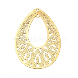 Ion Plating(IP) 304 Stainless Steel Pendant, Hollow, Teardrop Charm, Golden, 36x26x0.3mm, Hole: 1.4mm(STAS-H183-03G)