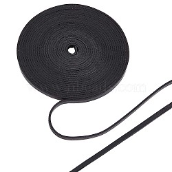 Flat Cowhide Leather Cord, for Jewelry Making, Black, 5x2mm(WL-GF0001-08E-01)