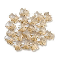 100Pcs Electroplate Glass Beads, Pearl Luster Plated, Bear, BurlyWood, 9.5x8.5x3.5mm, Hole: 1mm(EGLA-P058-PL02)