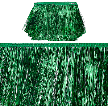 Polyester Fringe Trimmings, Tassel Trims, Ornament Accessories, Dark Green, 150x1mm, 10m/card