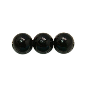 Synthetic Black Stone Beads Strands, Round, Painted, Black, 6mm, Hole: 1mm,  about 68pcs/strand, 16 inch