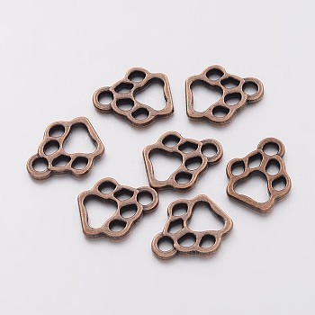 Tibetan Style Alloy Pendants, Cadmium Free & Nickel Free & Lead Free, FootPrint Charms, Red Copper, 13x11x1.5mm, Hole: 2mm, about 1910pcs/1000g