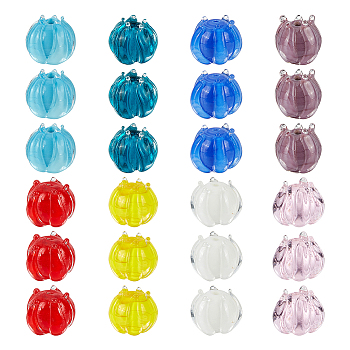 32Pcs 8 Colors Handmade Lampwork Beads, Flower, Mixed Color, 11~12x10mm, Hole: 1mm, 4pcs/color