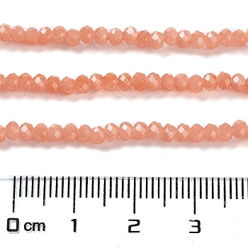 Baking Painted Imitation Jade Glass Bead Strands, Faceted Rondelle, Light Salmon, 3x2mm, Hole: 0.8mm, about 158pcs/strand, 14.76''(37.5cm)