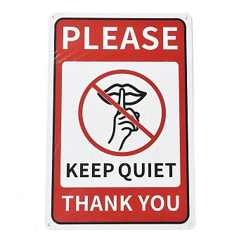 (Defective Closeout Sale: Scratches), UV Protected & Waterproof Aluminum Warning Signs, PLEASE KEEP QUIET THANK YOU, Red, 300x200x1mm
