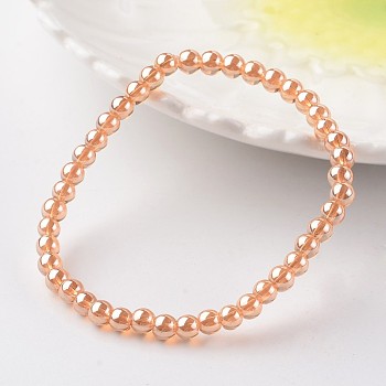 Glass Beads Stretch Bracelets, Round, Sandy Brown, 2-1/8 inch(55mm)