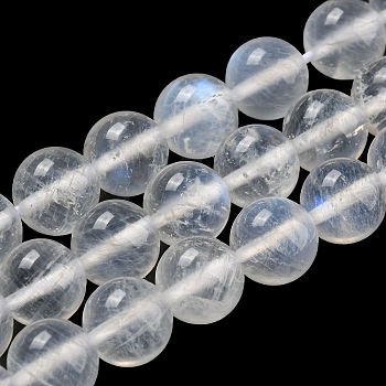 Natural Rainbow Moonstone Round Bead Strands, Grade AA, 8mm, Hole: 1mm, about 50pcs/strand, 15.5 inch