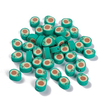 Handmade Polymer Clay Beads, Avocado, Turquoise, 10~10.5x8x4.5~5mm, Hole: 1.4mm