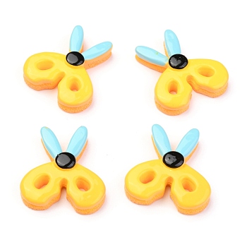Opaque Resin Cabochons, Scissors, Yellow, 29x26.5x8mm