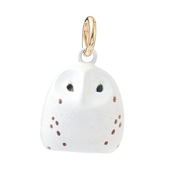 Spray Paint 304 Stainless Steel Pendants, with Jump Ring, Owl, 15.5x12.5x11mm, Hole: 4mm