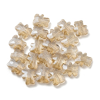 100Pcs Electroplate Glass Beads, Pearl Luster Plated, Bear, BurlyWood, 9.5x8.5x3.5mm, Hole: 1mm