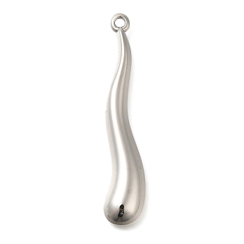 Anti-Tarnish 304 Stainless Steel Pendants, Twist Bar Charm, Stainless Steel Color, 37.5x7x2.5mm, Hole: 1.6mm