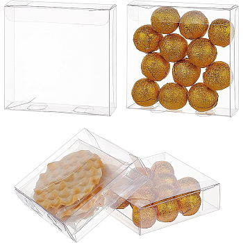 Foldable Transparent PET Boxes, for Craft Candy Packaging Wedding Party Favor Gift Boxes, Square, Clear, 10x10x3cm