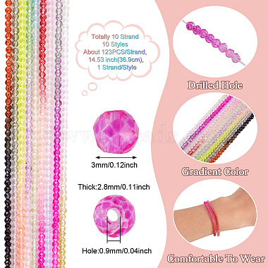 Pandahall 10 Strands 10 Colors Transparent Gradient Color Glass Beads Strands(GLAA-TA0001-56)-4