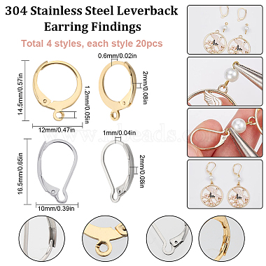 80Pcs 4 Style 304 Stainless Steel Leverback Earring Findings(STAS-SC0005-85)-2