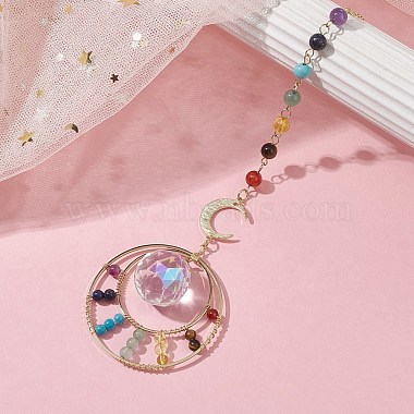 7 Chakra Natural & Synthetic Mixed Stone Beads Pendant Decorations(HJEW-TA00109)-2