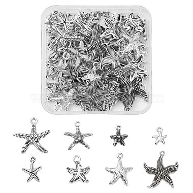 Antique Silver Starfish Alloy Pendants