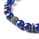 Natural Lapis Lazuli(Dyed) Round Beads Stretch Bracelets Set(BJEW-JB06980-03)-8