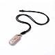 Dyed Natural Fossil Coral Rectangle Pendant Necklace with Nylon Cord for Women(NJEW-C002-05)-4