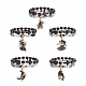2Pcs 2 Style Halloween Alloy Enamel Charm Bracelets Set with Skull Cross(BJEW-JB08006)-1