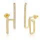 Gold Hoop Earrings Studs 18K Gold Plated Open C Shape Hoop Earrings Studs Simple Hypoallergenic Dainty CZ Studs Jewelry Gift for Women(JE1074A)-1