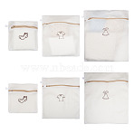 3Pcs 3 Styles Polyester Mesh Zipper Laundry Bags, Rectangle, Floral White, 185~480x210~410x3mm, 1pc/style(ABAG-TA0002-22)