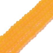 Transparent Glass Beads Strands, Faceted, Frosted, Rondelle, Orange, 6x4.5mm, Hole: 1.4mm, about 83~85pcs/strand, 38~39cm(EGLA-A034-T6mm-MD05)