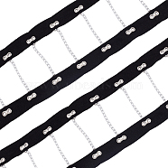 2 Yards Steel Riveted Hook & Eye Tape with Iron Chain, Steam Punk Style Costume Edge Trimming, Black, 9x0.25cm(FIND-BC0004-51)