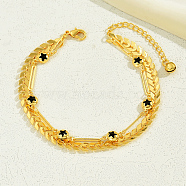 Beach Style Brass Cobs Chain Anklets, Double Layer Anklet, Real 18K Gold Plated(EF5560)