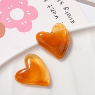Opaque Resin Cabochons, Imitation Agate, Heart, Chocolate, 21x20mm(HEAR-PW0002-029C)